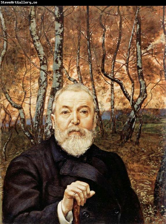 Hans Thoma Self-Portrait before a Birch Wood